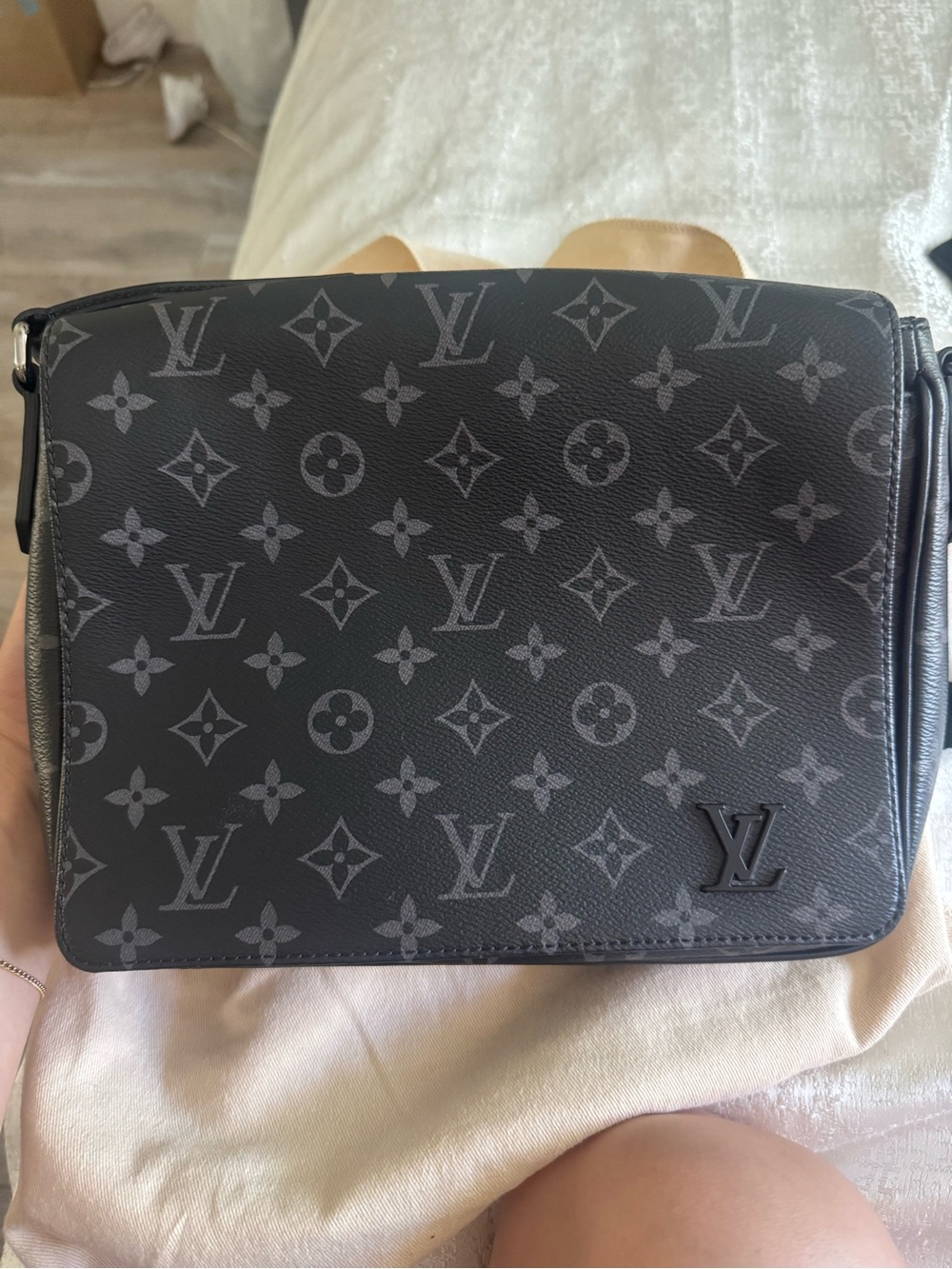Louis Vuitton Gray and Black Monogram Messenger Bag